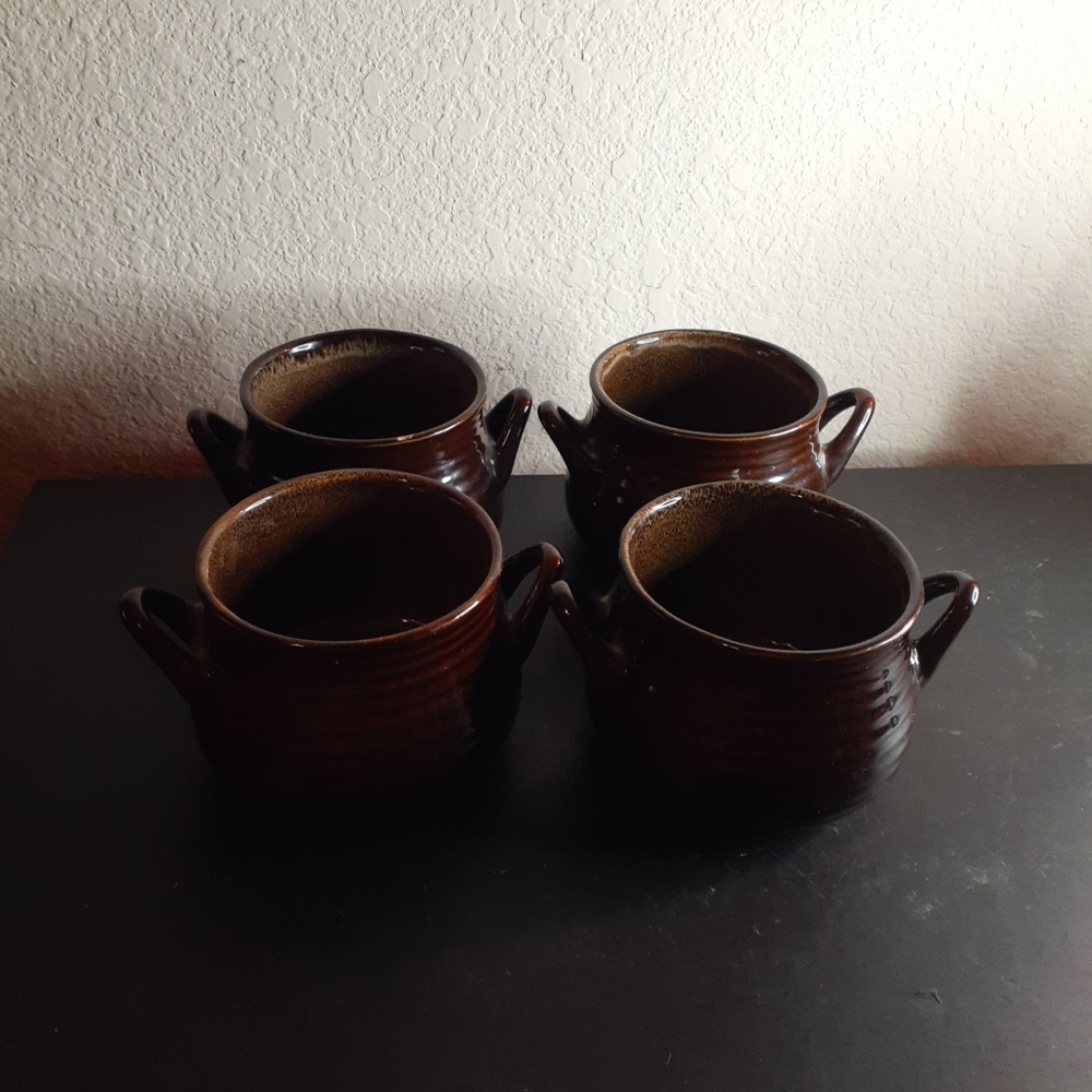 GORGEOUS NEW Crate & Barrel 5" Dual Handle Brunswick Bowls Set of 4.